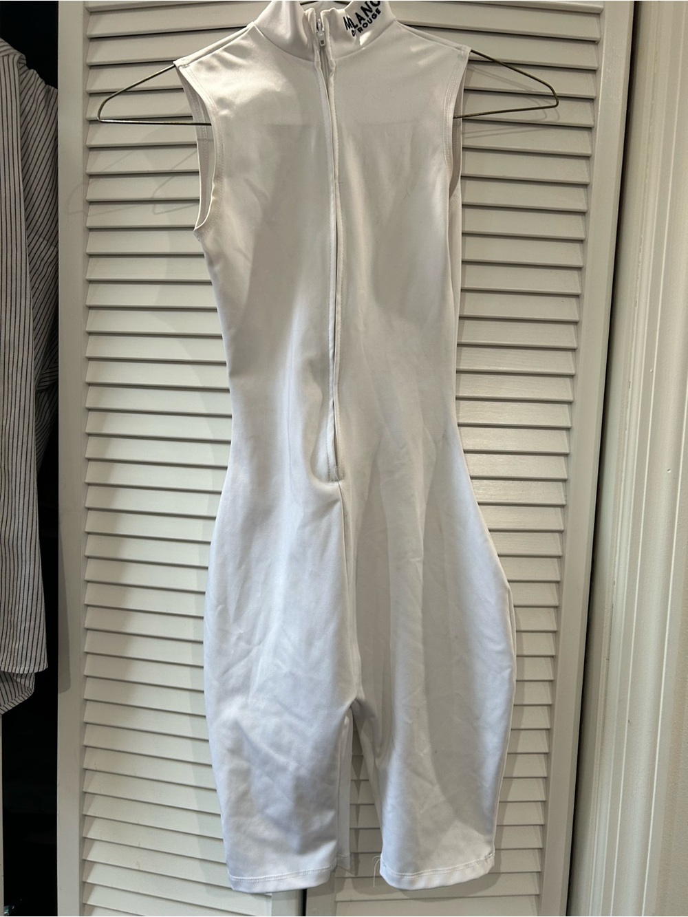 Milano White Sleeveless Zip-Front Bodysuit Romper